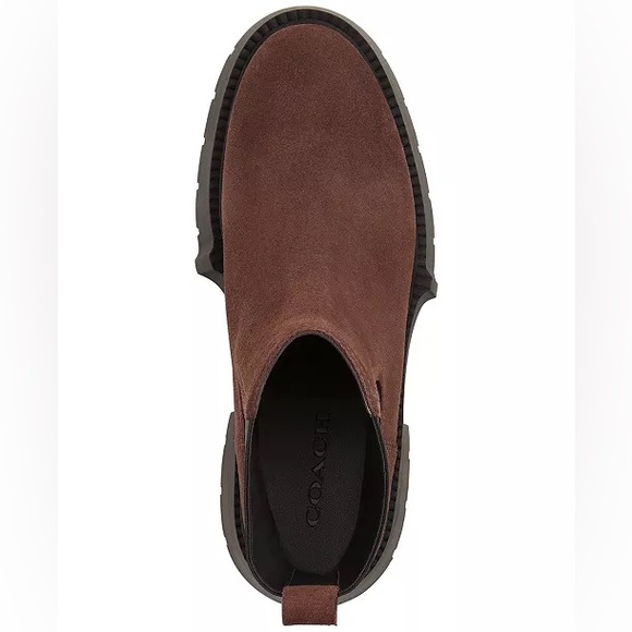 Coach Brown Suede Chelsea Boot with Black Elastic Lug Sole - Picture 4 of 6
